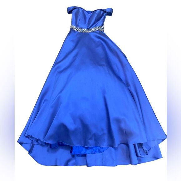 The Secret Dress Off the Shoulders Elegant Blue Formal Prom Dress - Picture 6 of 16